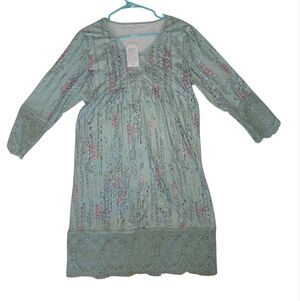 Ditsy Green Lace Midi Dress. Women's Size L. NWT.